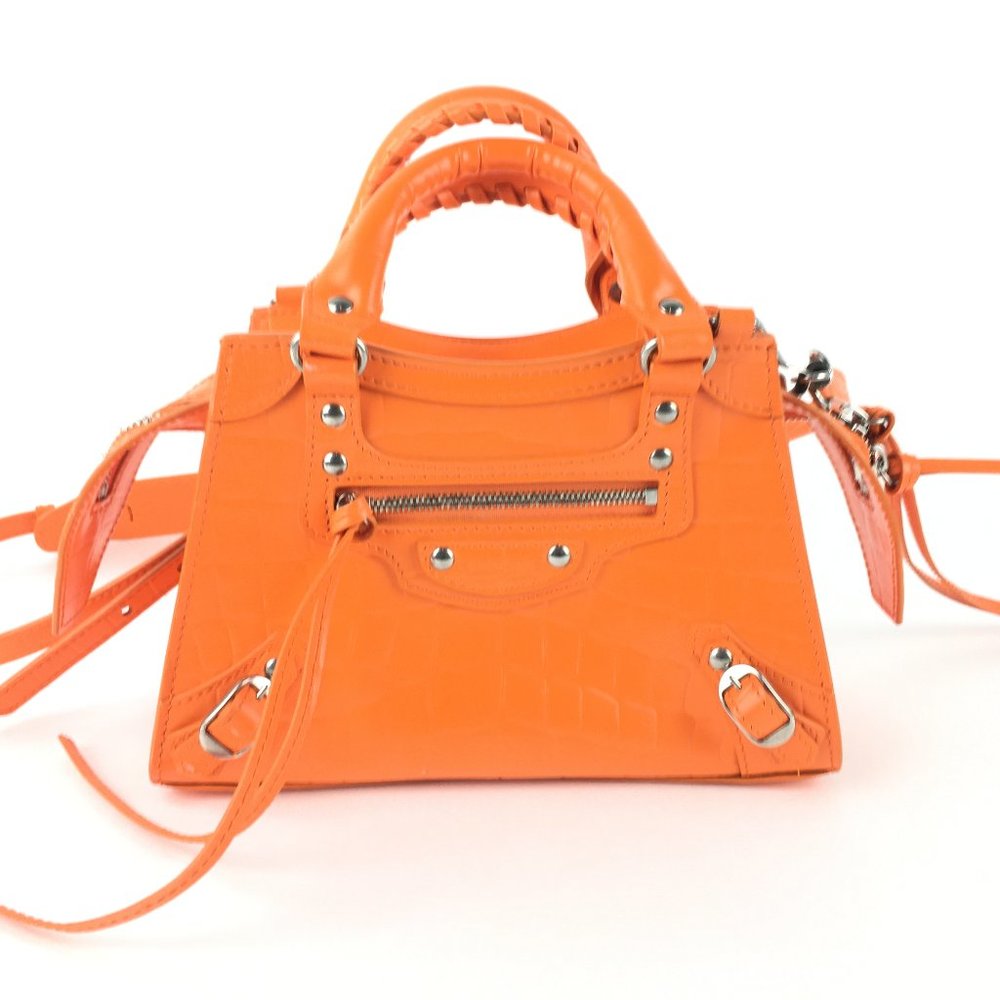 Balenciaga Croc Embossed Mini City Bag